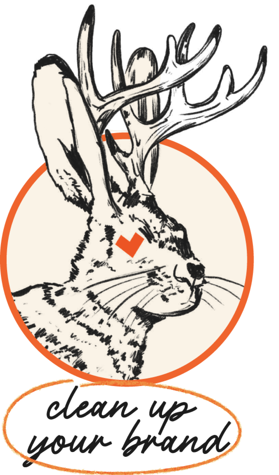 footer image of jackalope and tagline: clean up your brand